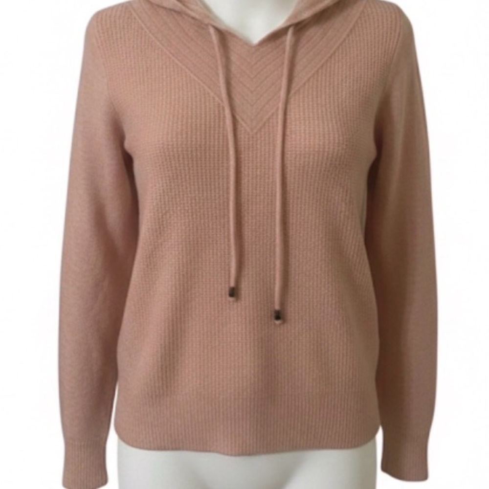 S Christina NWT 100% Cashmere Luxe Waffle Knit Hoodie - Rose Small/Medium